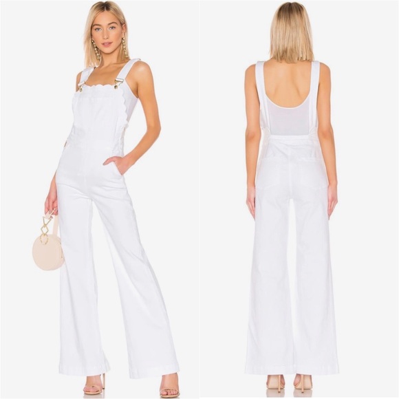 Frame Denim Pants - NWOT Frame Denim Scallop Edge Overalls in Blanc or White, Size Medium